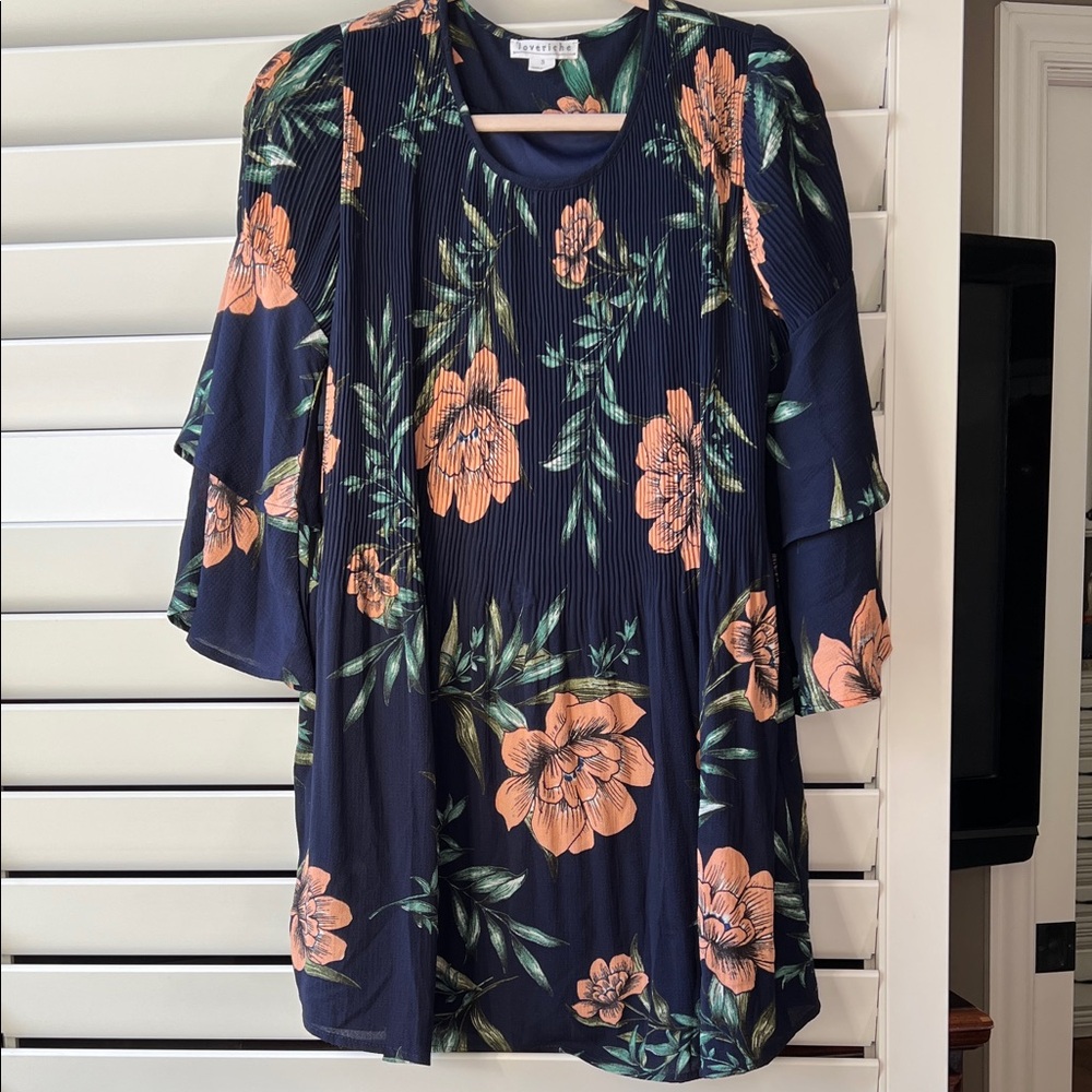 Floral Navy Dress with Orange Flowers